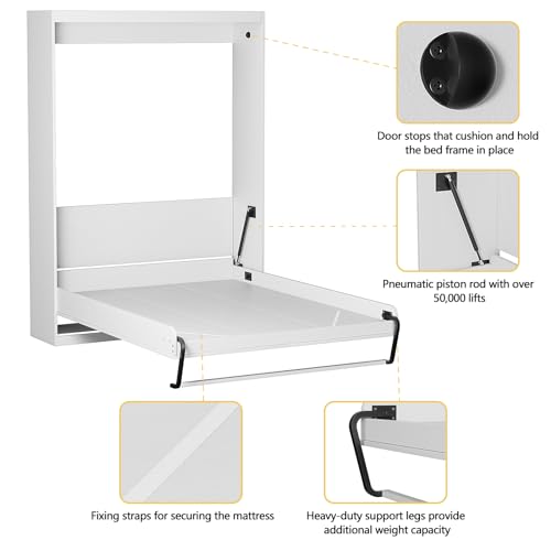 White Twin Size Murphy Wall Bed B38141
