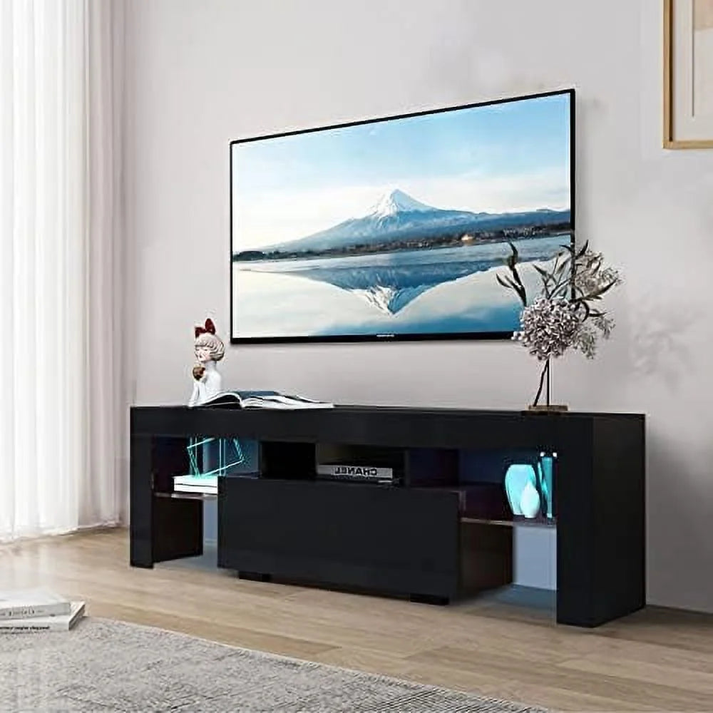 Modern TV Stand with 2 Cabinets Entertainment Center Wood TV Unit O1625
