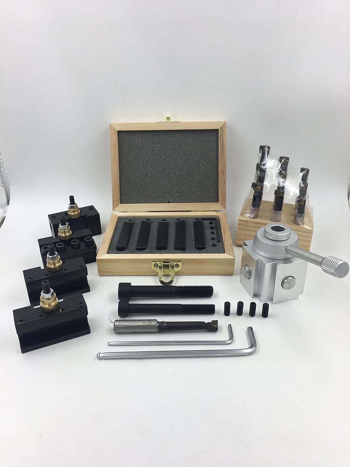 Quick Change Tool Post Holder Set with Boring Bar and Carbide Inserts H65610