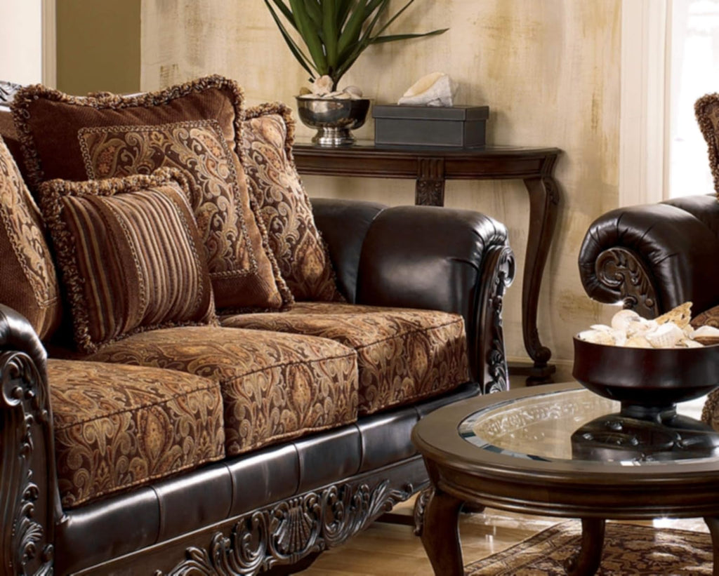 Dark Brown Glass Top Sofa Table U429