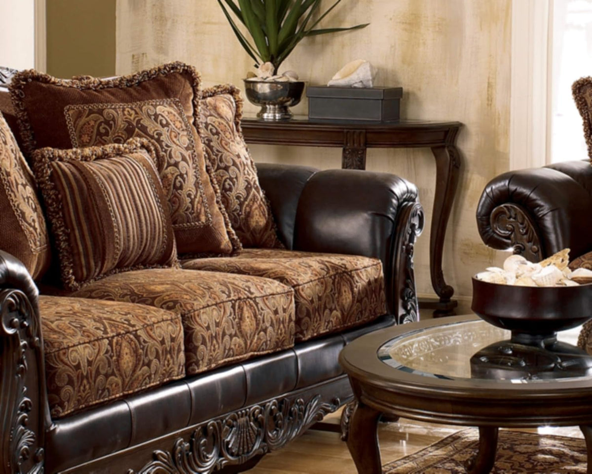 Dark Brown Glass Top Sofa Table U429