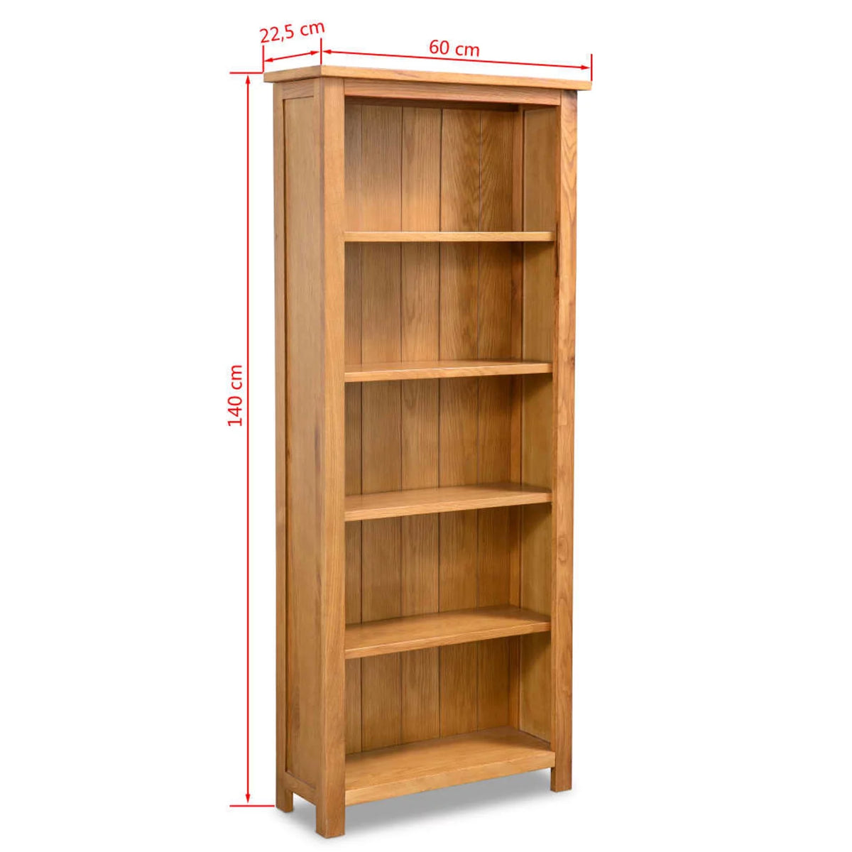 5-Tier Solid Oak Wood Bookcase I228