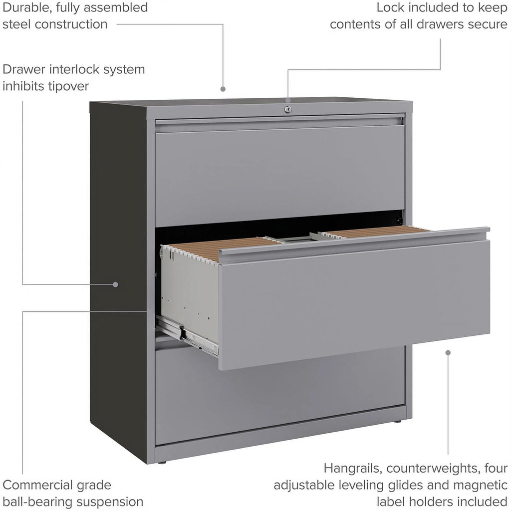 36" Wide 3 Drawer Metal Lateral File Cabinet I2864