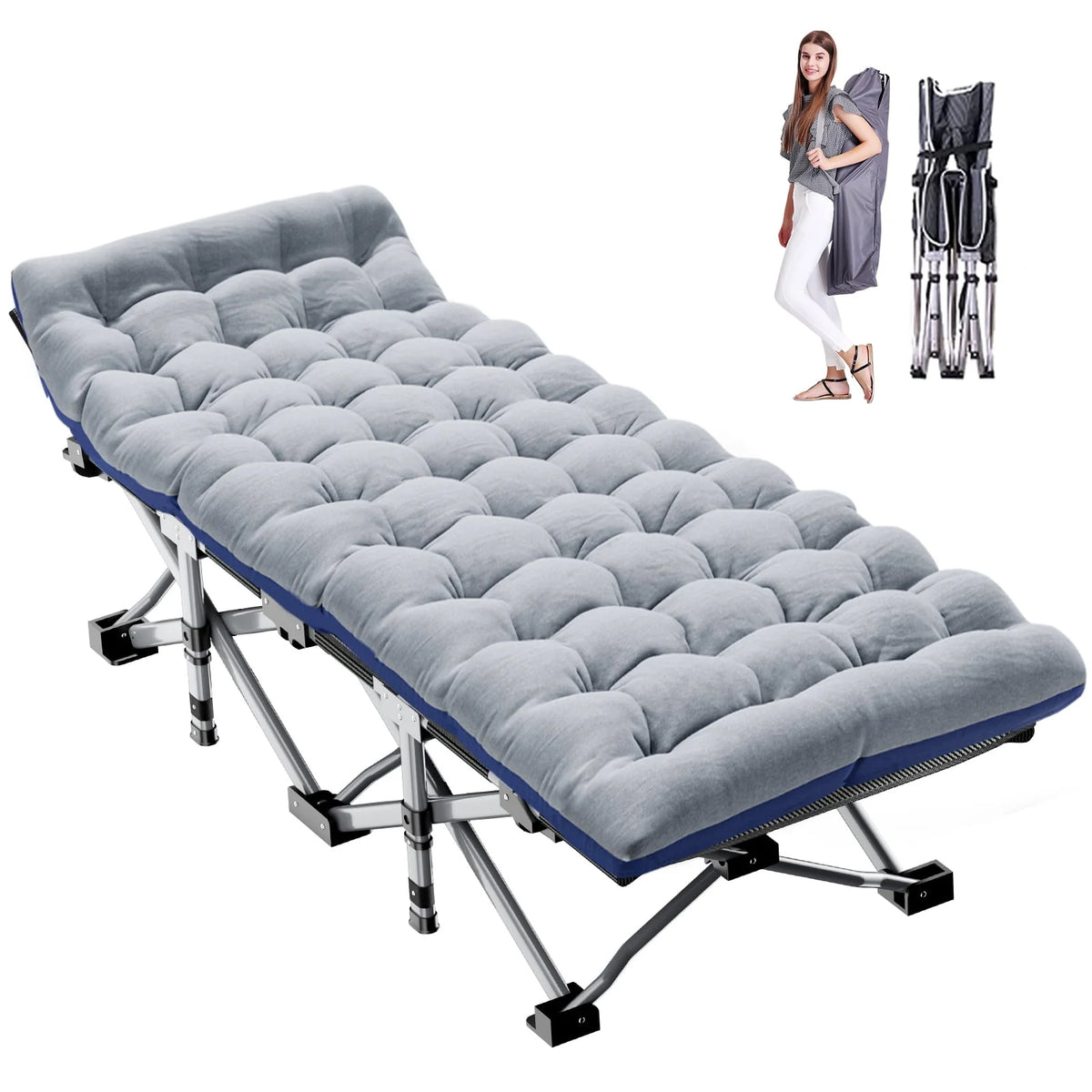 Portable Folding Bed with Mattress and Carry Bag K395556