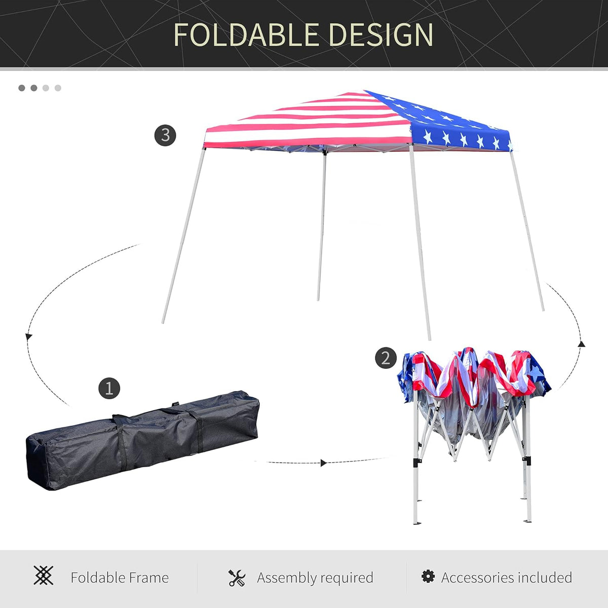 10'x 10' Outdoor Pop Up Canopy Tent with Slanted Legs M60600