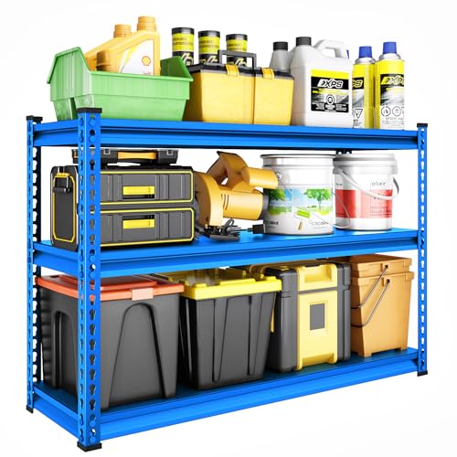 48" W Blue 3-Tier Metal Garage Shelving Q534