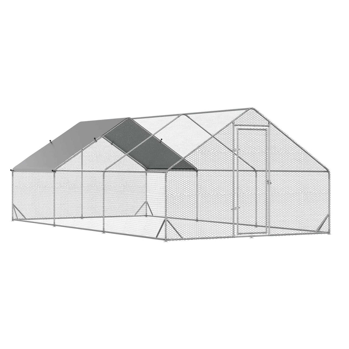 Large Metal Chicken Coop with Cover and Lockable Door F33147