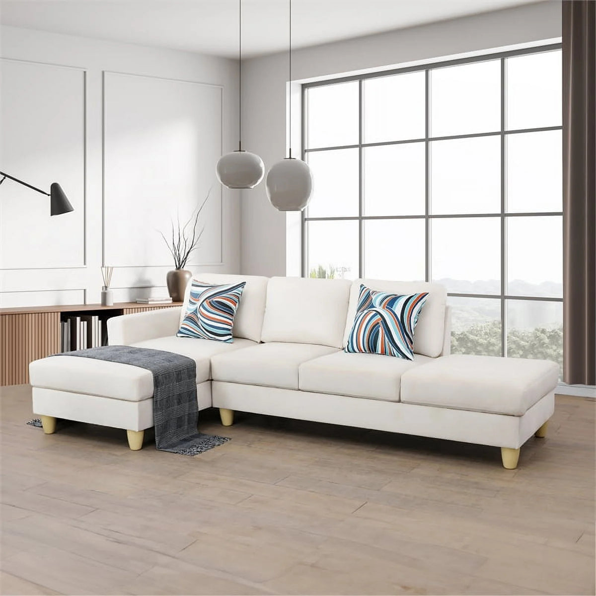 Cream White Sectional Sofa B580