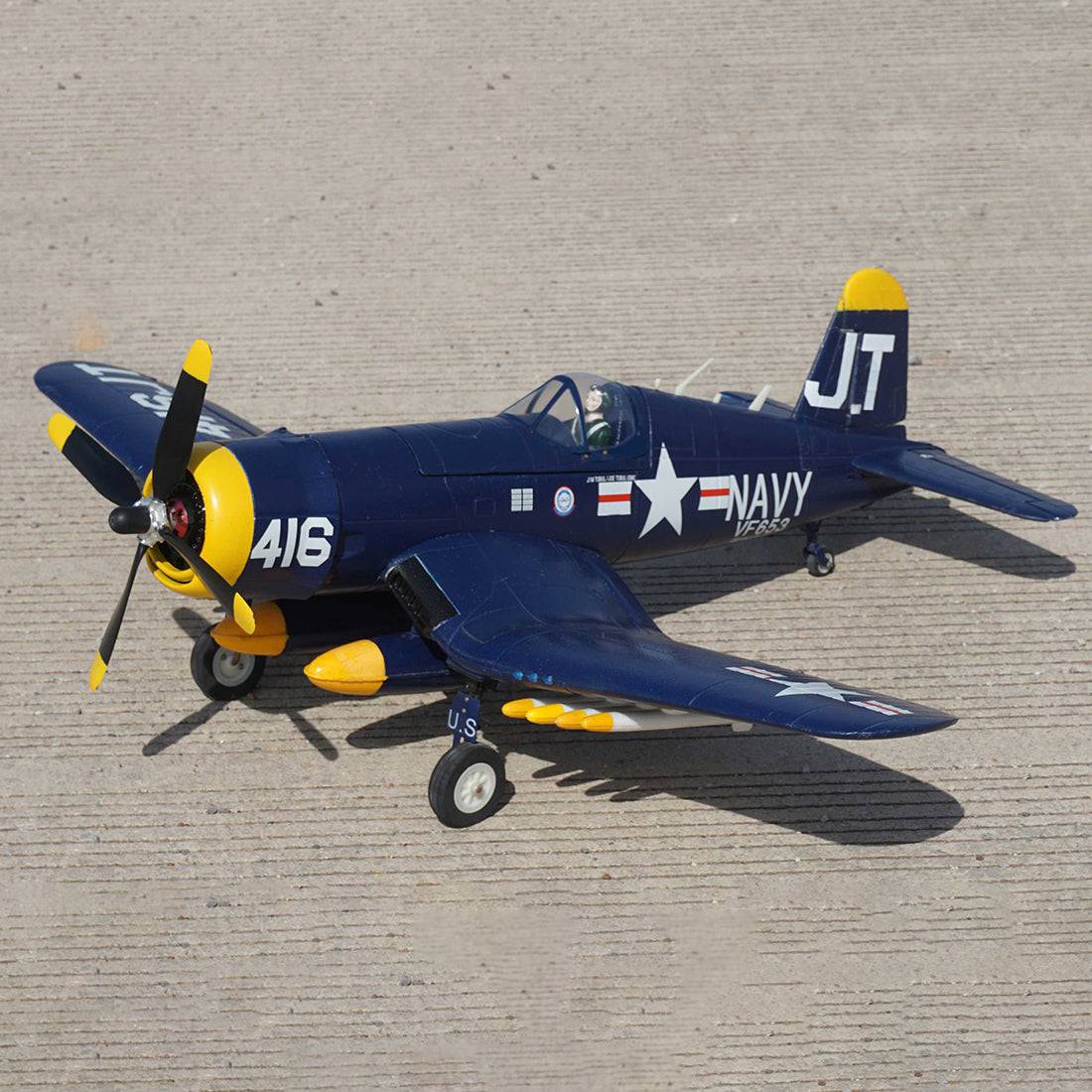 1200mm Wingspan RC Airplane Fighter Model with Auto Landing Gear (Navy Blue) O2838