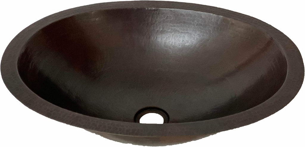 19 x 14 Oval Copper Bathroom Sink Hand Hammered Dual Mount D3654
