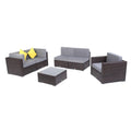6 Pieces PE Wicker Rattan Corner Sofa Set S462218