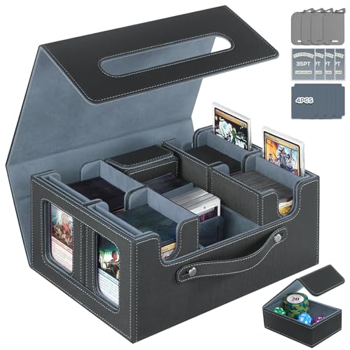 Black & Purple Trading Card Storage Box with 4 Toploaders, 4 Stoppers, 4 Dividers C4602