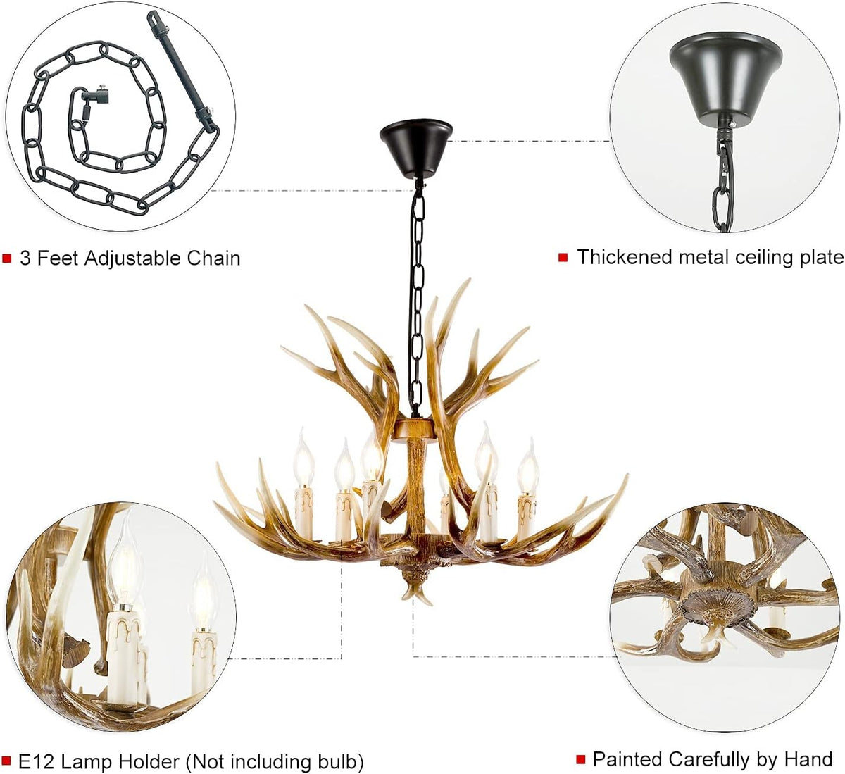 6 Lights Antler Chandelier K90534
