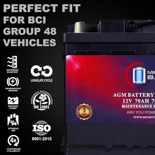 AGM Car Battery, Group Size 47, 12V 60 AH, 680 CCA W754689
