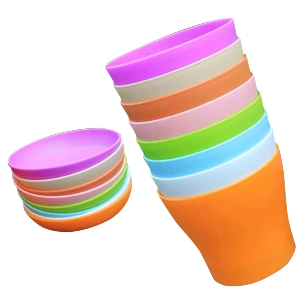 8pcs Plastic Round Flower Pot with Tray G48590