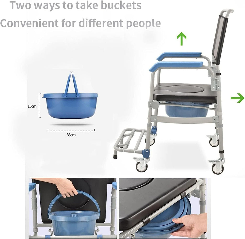 Lightweight Bedside Commode Portable Toilet Bath Chair Adjustable Height Shower Chair R491
