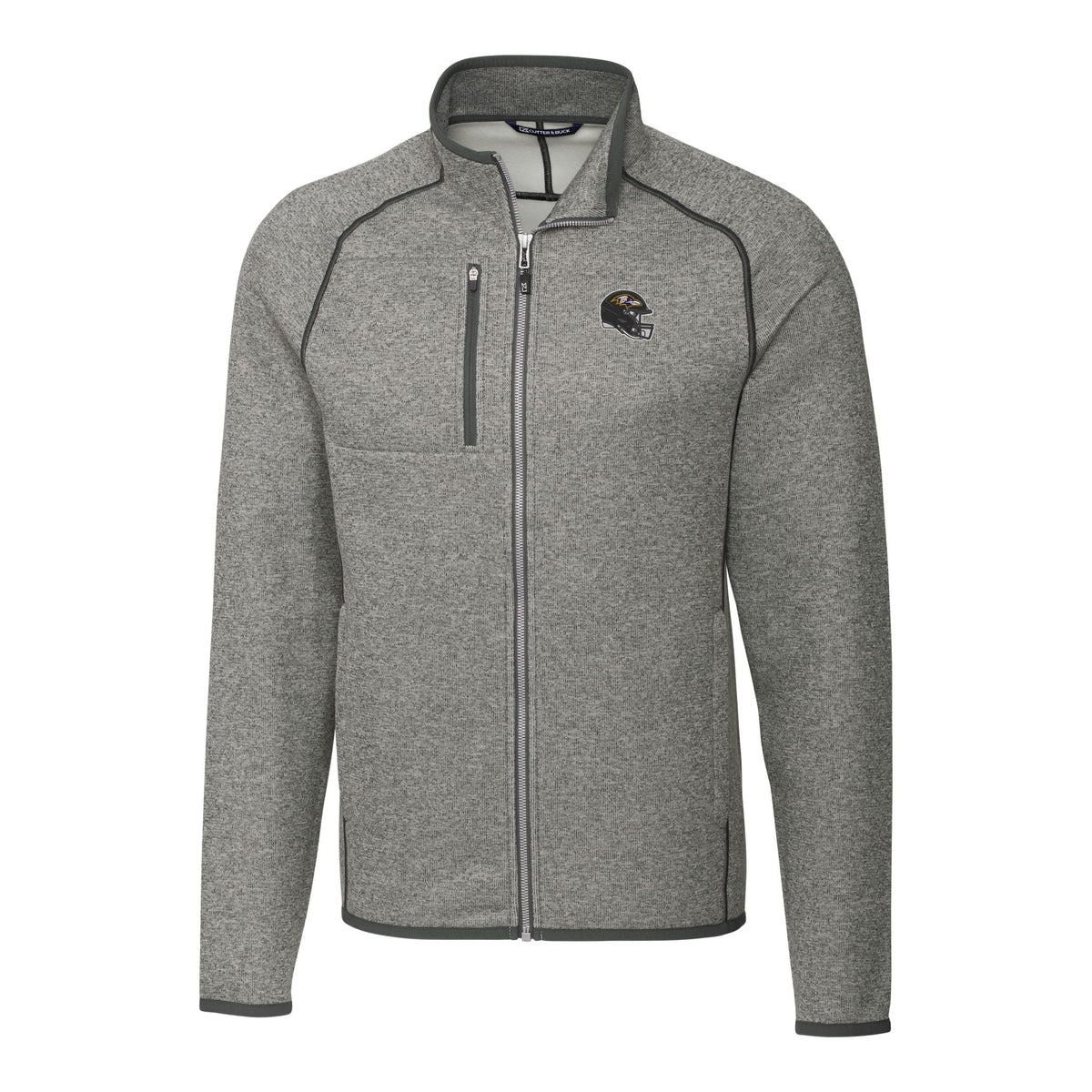 Men's Silver Full-Zip Sweater-Knit Jacket T45866