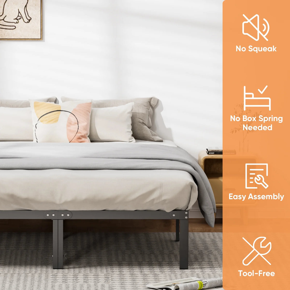 Queen Metal Platform Bed Frame Q11475