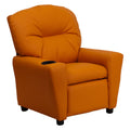 Orange Vinyl Kids Recliner with Cup Holder N4083