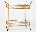 Brass Metal Bar Cart with Tempered Glass X81794