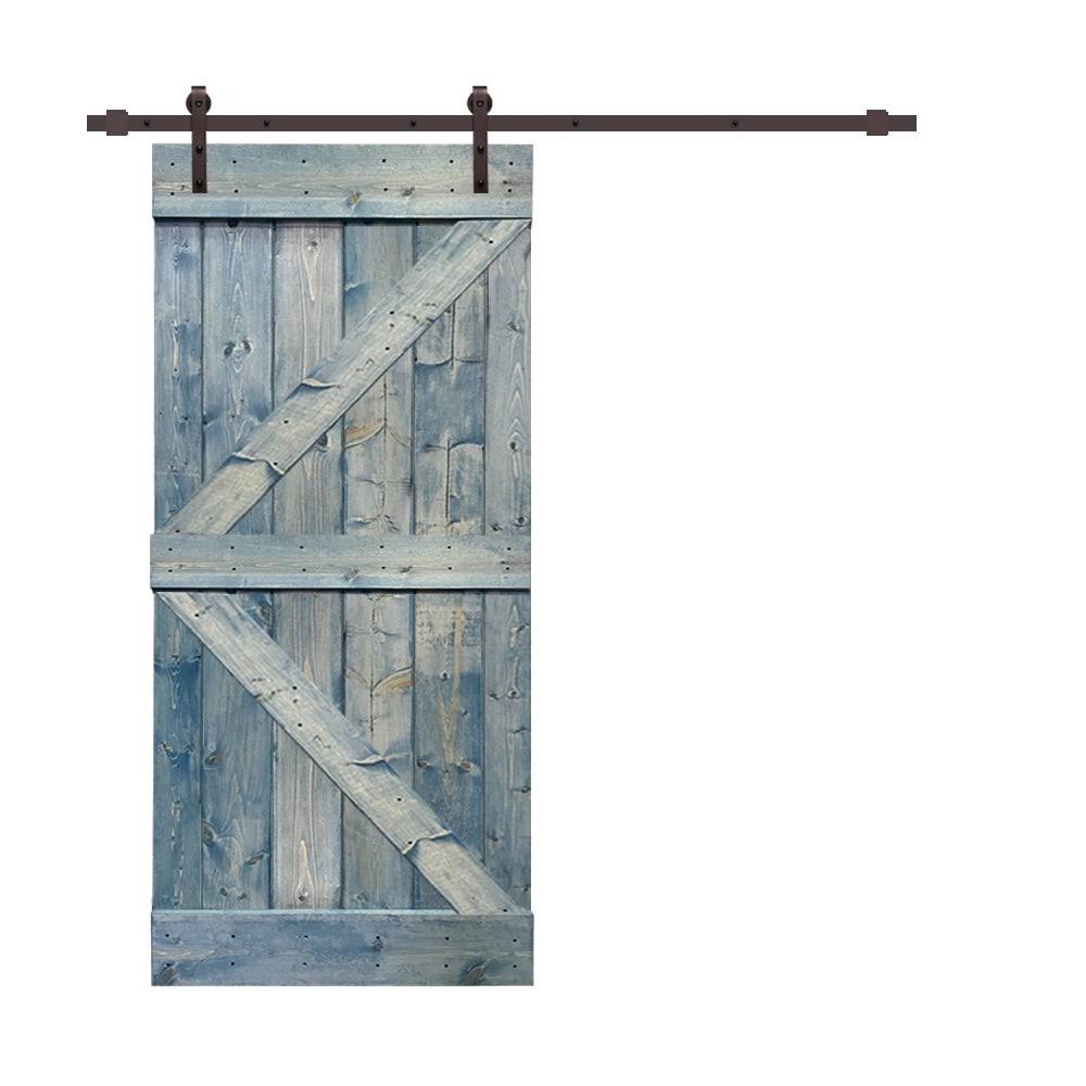 Colonial Maple Stained Wood Sliding Barn Door with Hardware Kit T555110