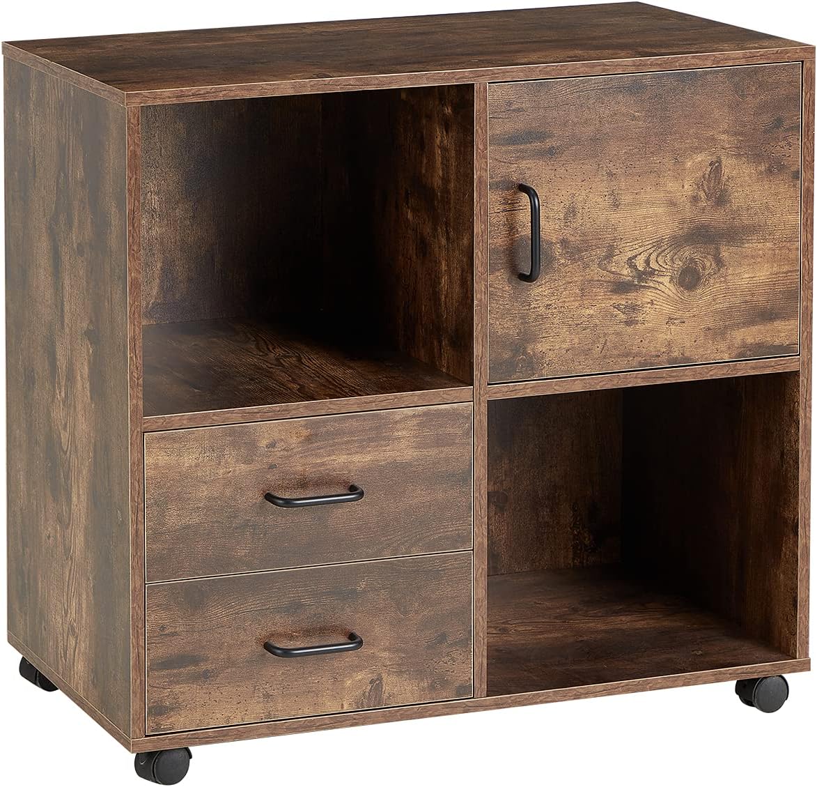 2 Drawers Mobile Wooden Lateral Filing Cabinet with Lockable Casters R1638