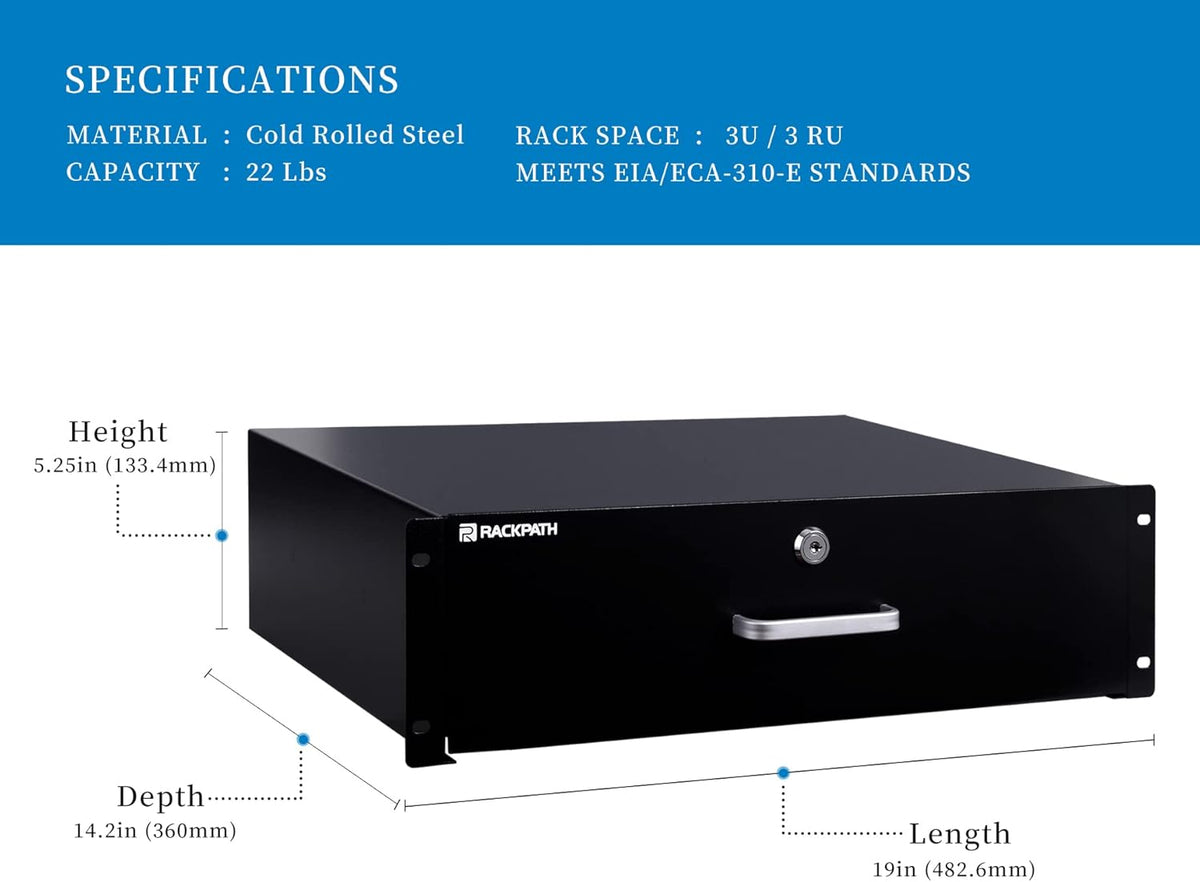 3U Rack Mount Drawer with Lock and Key I8757