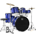 5-Piece Full Size Complete Adult Drum Set with Cymbal Stands, Stool, Drum Pedal, Sticks, Floor Tom - Dark Blue Sparkle K83519