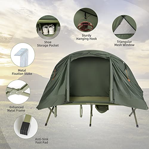 4-in-1 Camping Cot Tent with Waterproof External Cover, Air Mattress & Carrying Bag Y34926
