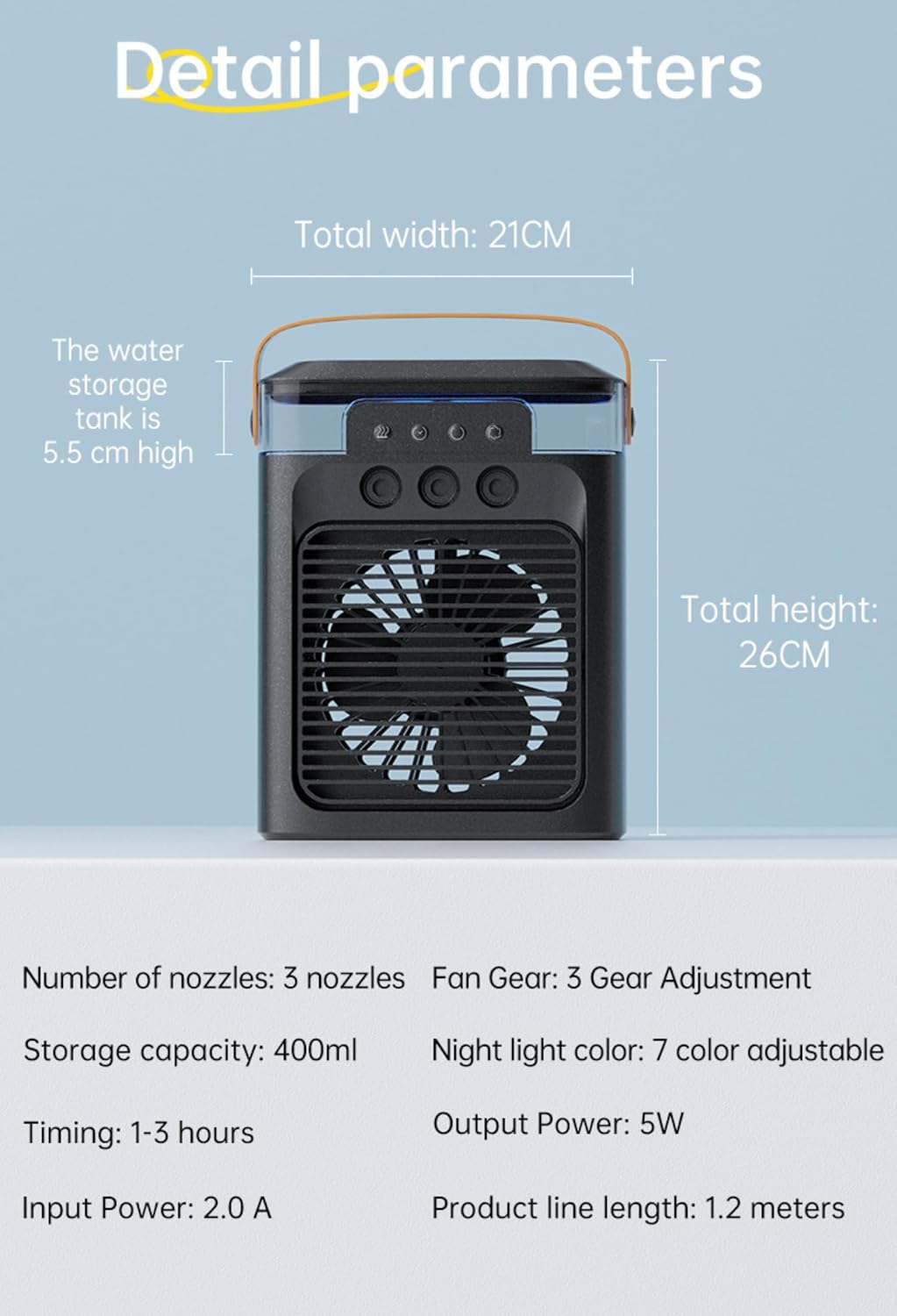 Mini Air Cooler Portable Air Conditioner Evaporative Air Cooler Cordless Desktop Cooling Fan V8089
