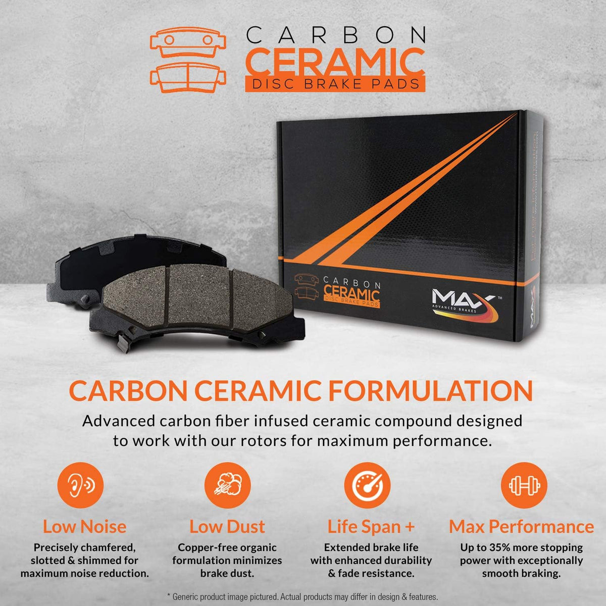 Max Brakes Premium OE Rotors with Carbon Ceramic Pads C9850