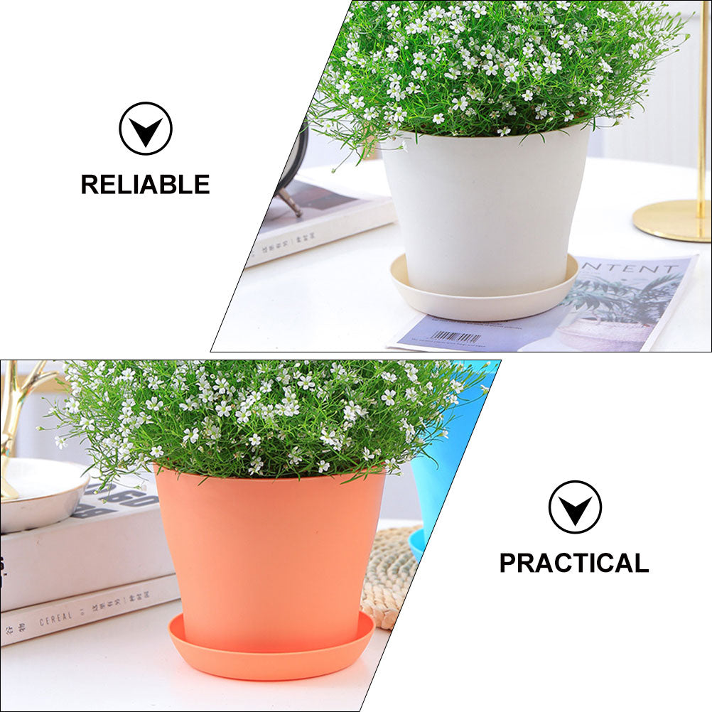 8pcs Plastic Round Flower Pot with Tray G48590