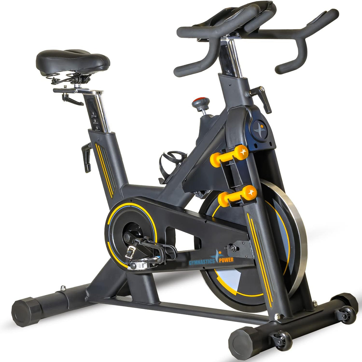 Heavy-Duty 115 LB Magnetic Resistance Exercise Bike with 2X1 lb Dumbbells F84396