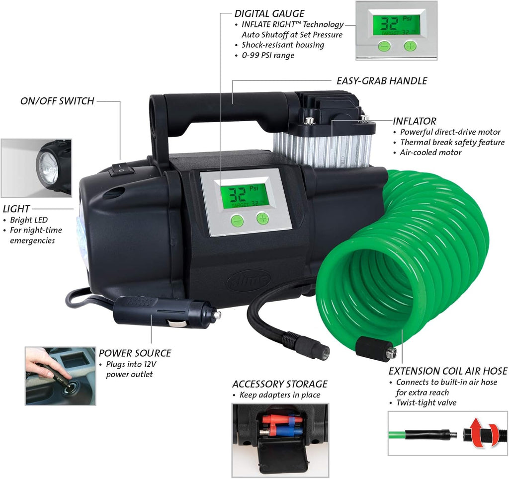 Portable 12V Tire Inflator Air Compressor with Digital Display M127