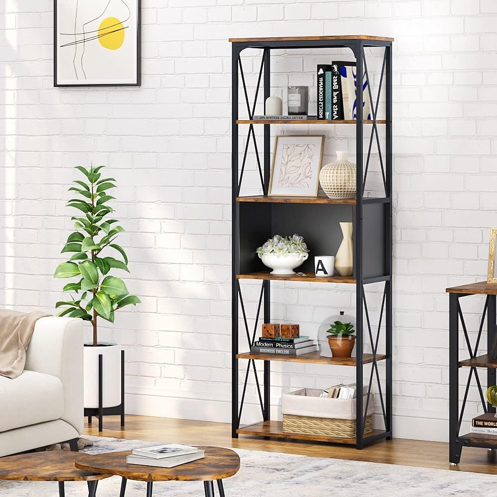 5 Tier Gray Bookshelf Z880