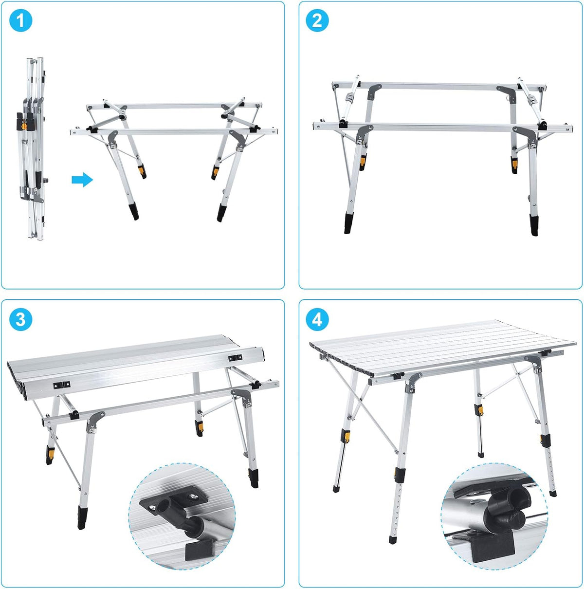 Folding Portable Aluminum Camping Table with Tablecloth T653