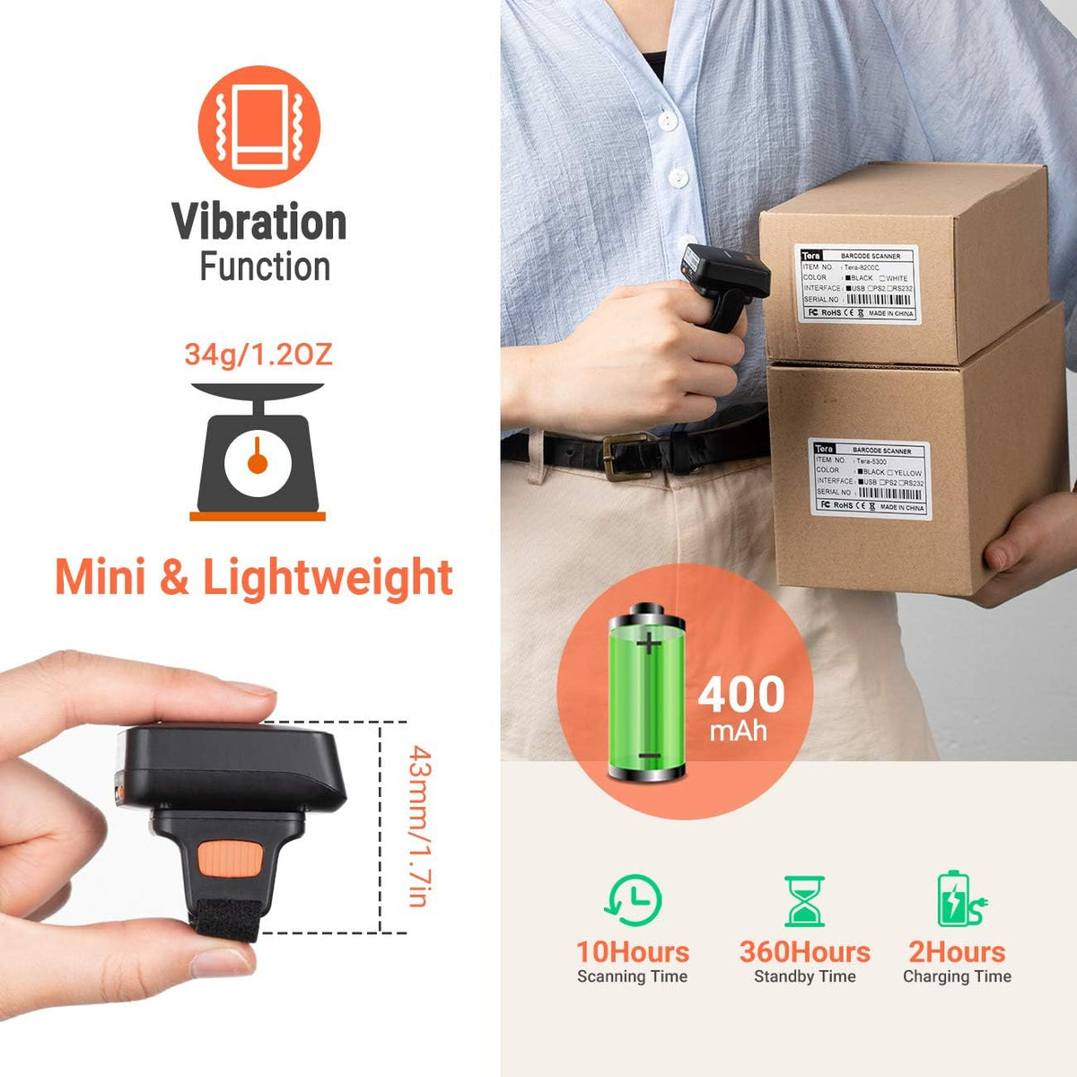 Wireless Ring Barcode Scanner with Bluetooth H8768