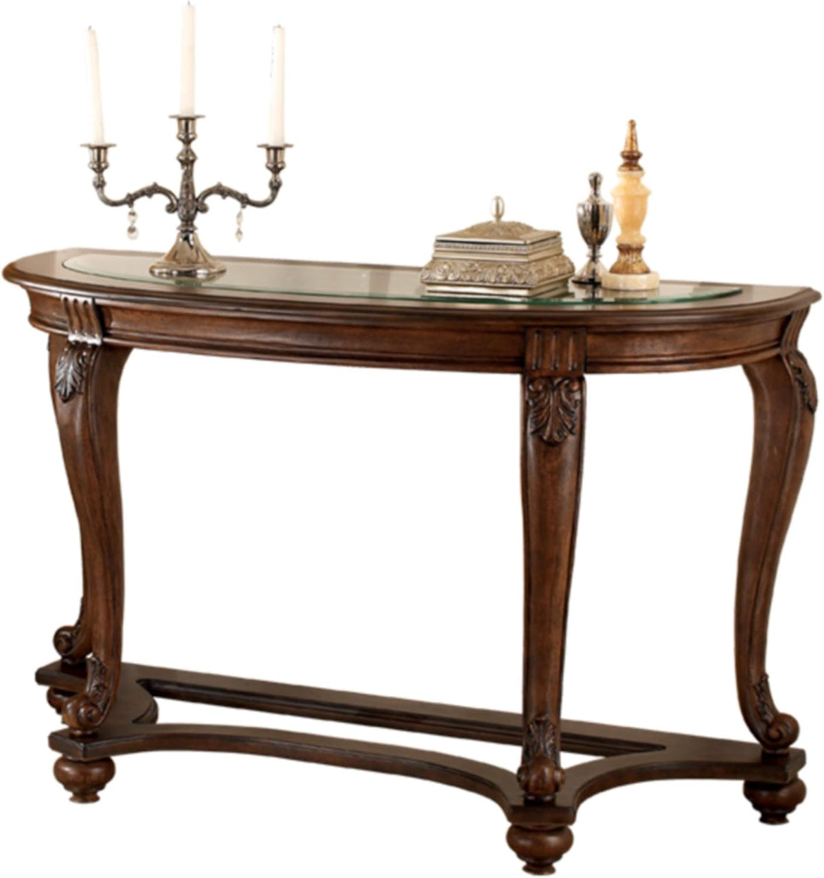 Dark Brown Glass Top Sofa Table U429