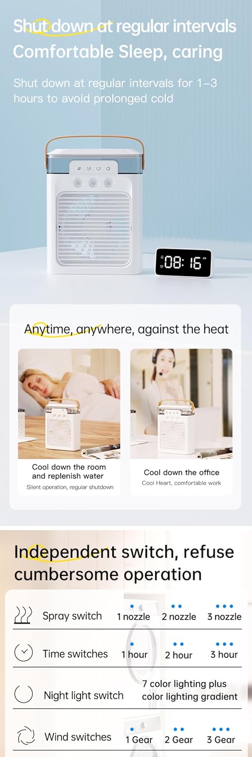 Mini Air Cooler Portable Air Conditioner Evaporative Air Cooler Cordless Desktop Cooling Fan V8089