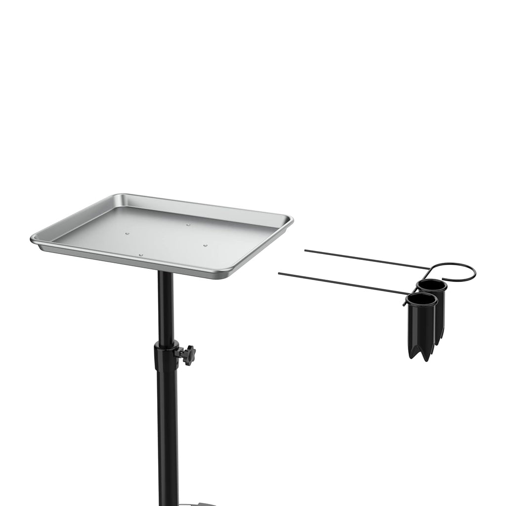 Adjustable Height Aluminum Salon Tray Cart with Accessory Caddy L954809
