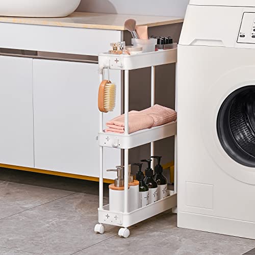 Slim Rolling Storage Cart, 4 Tier, White V4160