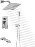Matte Black Shower Faucet Set with Tub Spout and Handheld Shower Head W38495