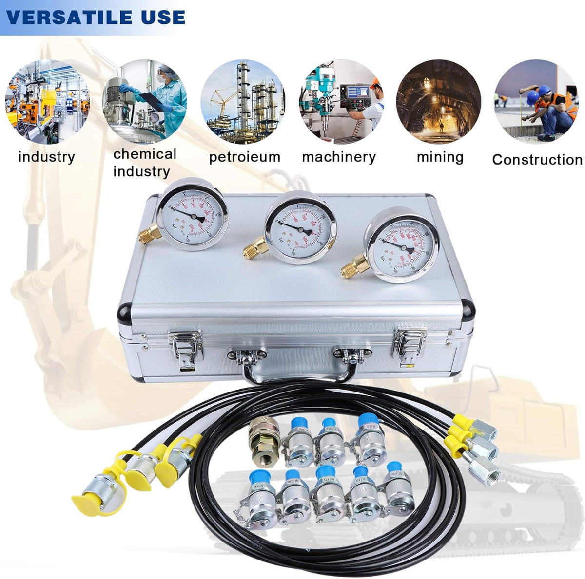 Hydraulic Pressure Test Kit 25/40/60MPa Gauge Tester G9648