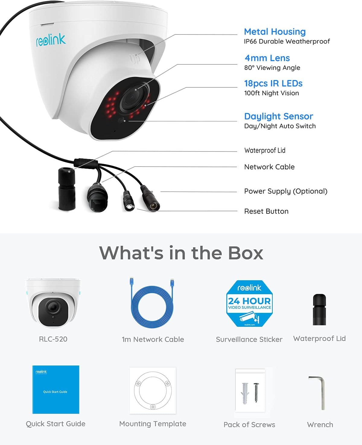 5MP PoE Dome Security Cameras with Night Vision O461666