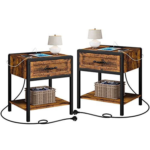 Queen Size Bed Frame with Headboard and Storage Drawers Bench, Nightstand with Storage Drawer N376