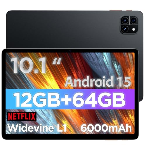 Black 10.1 inch Android Tablet, Octa-core, RAM 12GB, ROM 64GB, WiFi 6, Dual Speakers P60764
