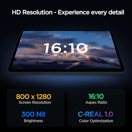 Black 10.1 inch Android Tablet, Octa-core, RAM 12GB, ROM 64GB, WiFi 6, Dual Speakers P60764