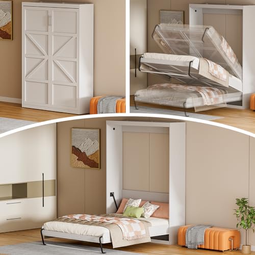 White Twin Size Murphy Wall Bed B38141