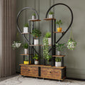 6 Tier Metal Plant Stand with Drawer and Roller, 2pcs Y4580