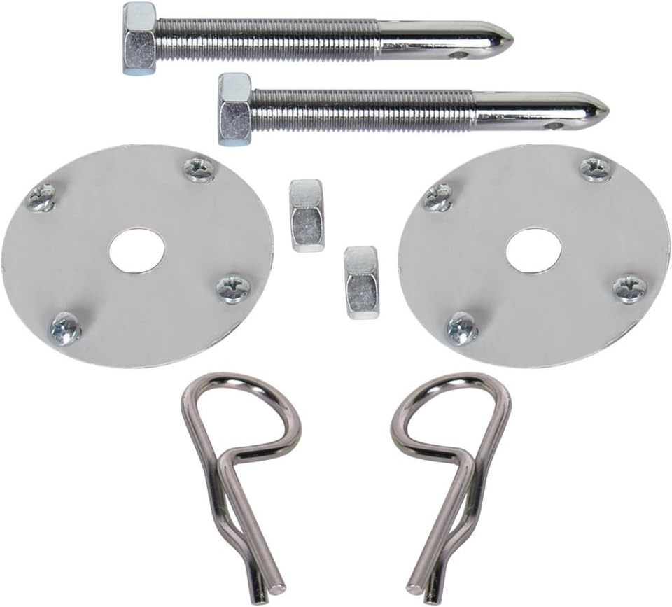 Chrome Steel Hood Pin Clip Kit 18 Pcs Pack of 2 F888899